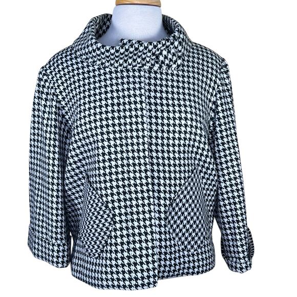 Lis Women’s Houndstooth Cashmere, Wool & Silk Blend Swing Coat Size Large NWT - Picture 1 of 15
